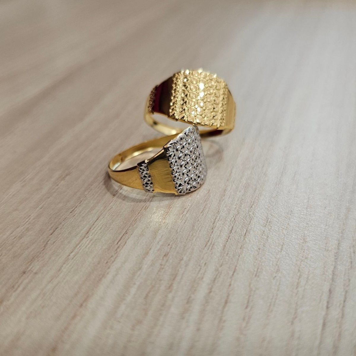 916 Gold Nugget Ring 2 tone Feather LightRingsBest Gold Shop