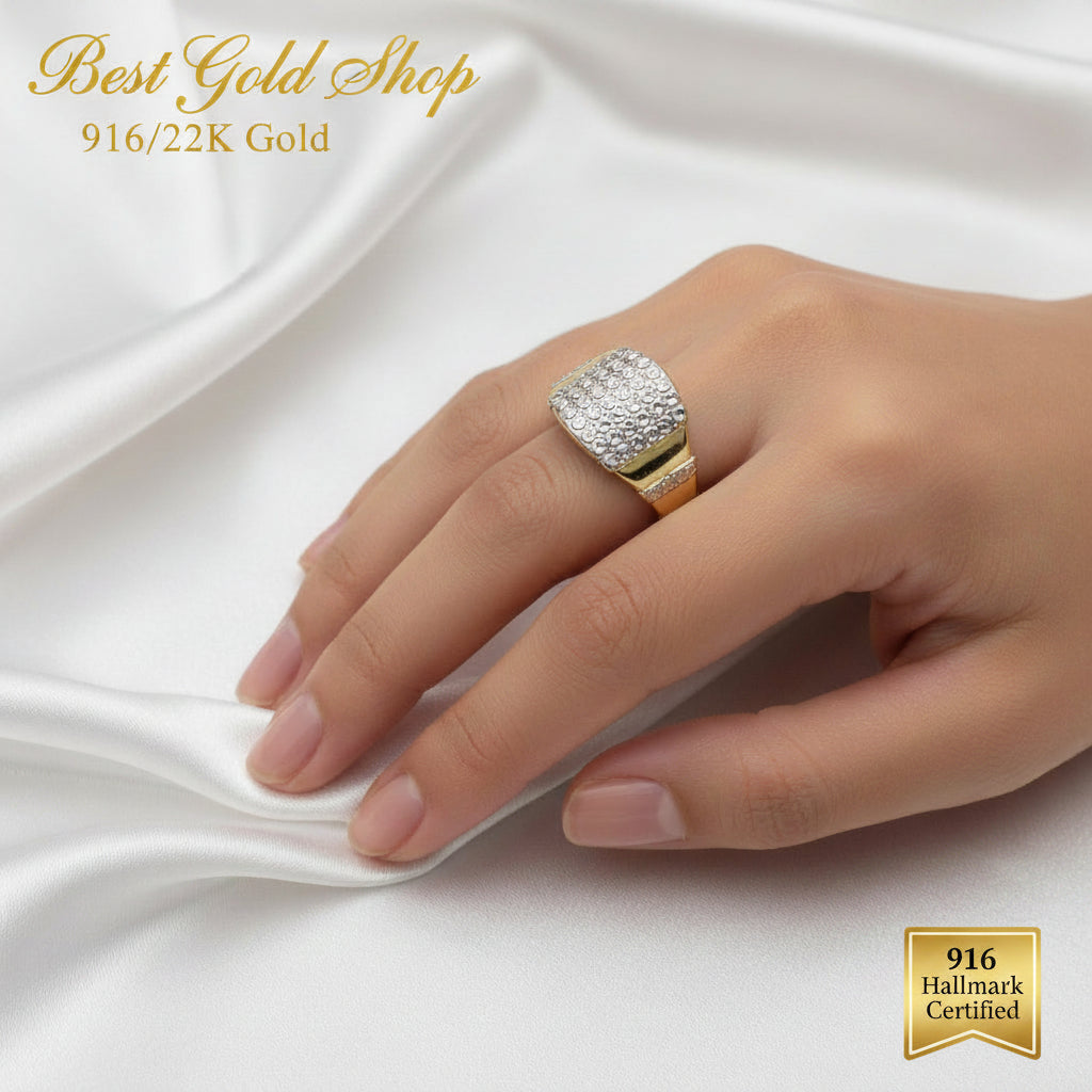 916 Gold Nugget Ring 2 tone Feather LightRingsBest Gold Shop