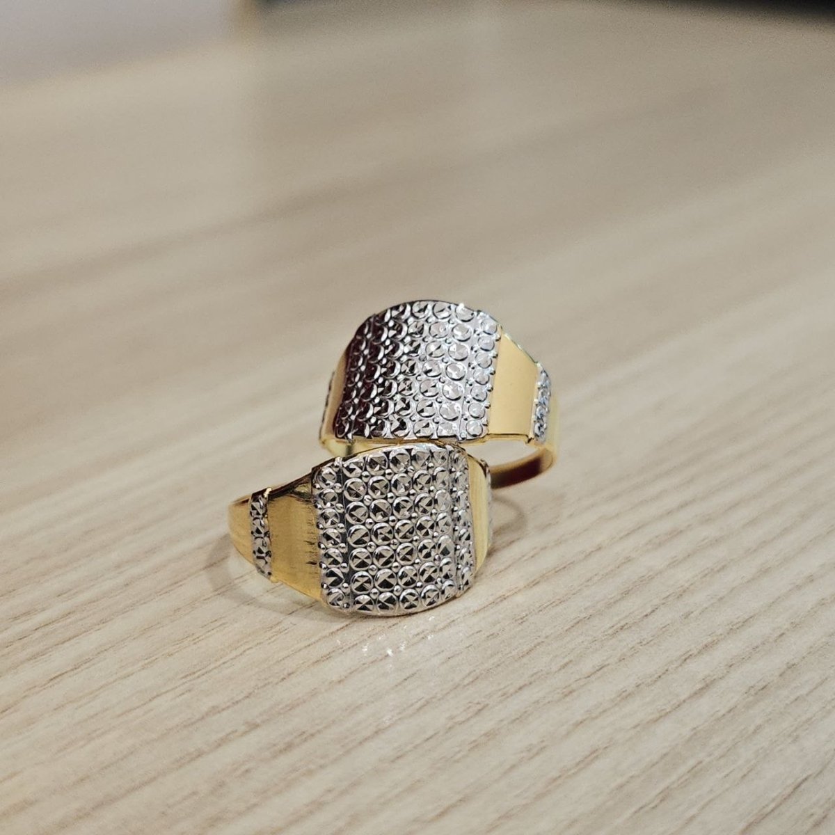 916 Gold Nugget Ring 2 tone Feather LightRingsBest Gold Shop