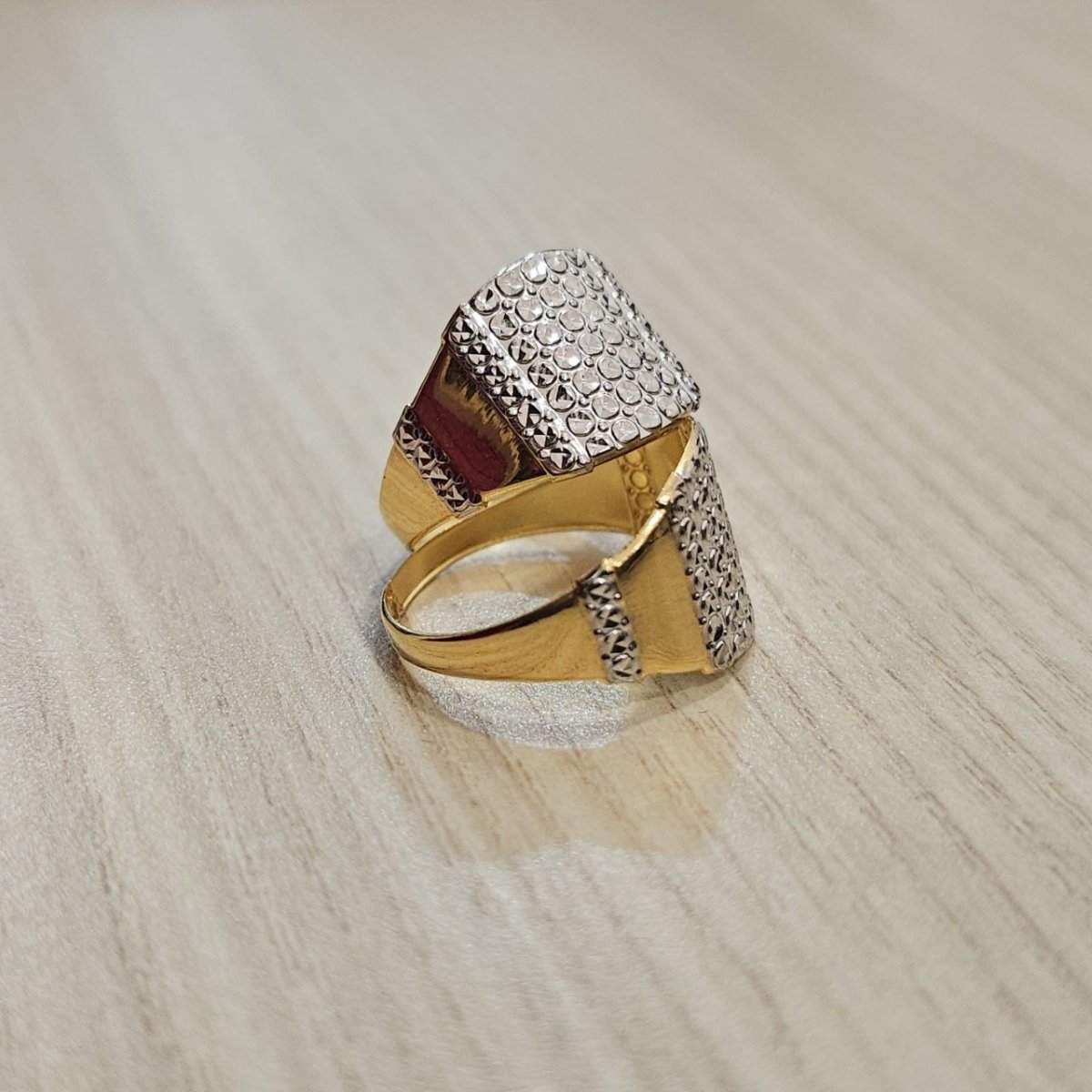 916 Gold Nugget Ring 2 tone Feather LightRingsBest Gold Shop