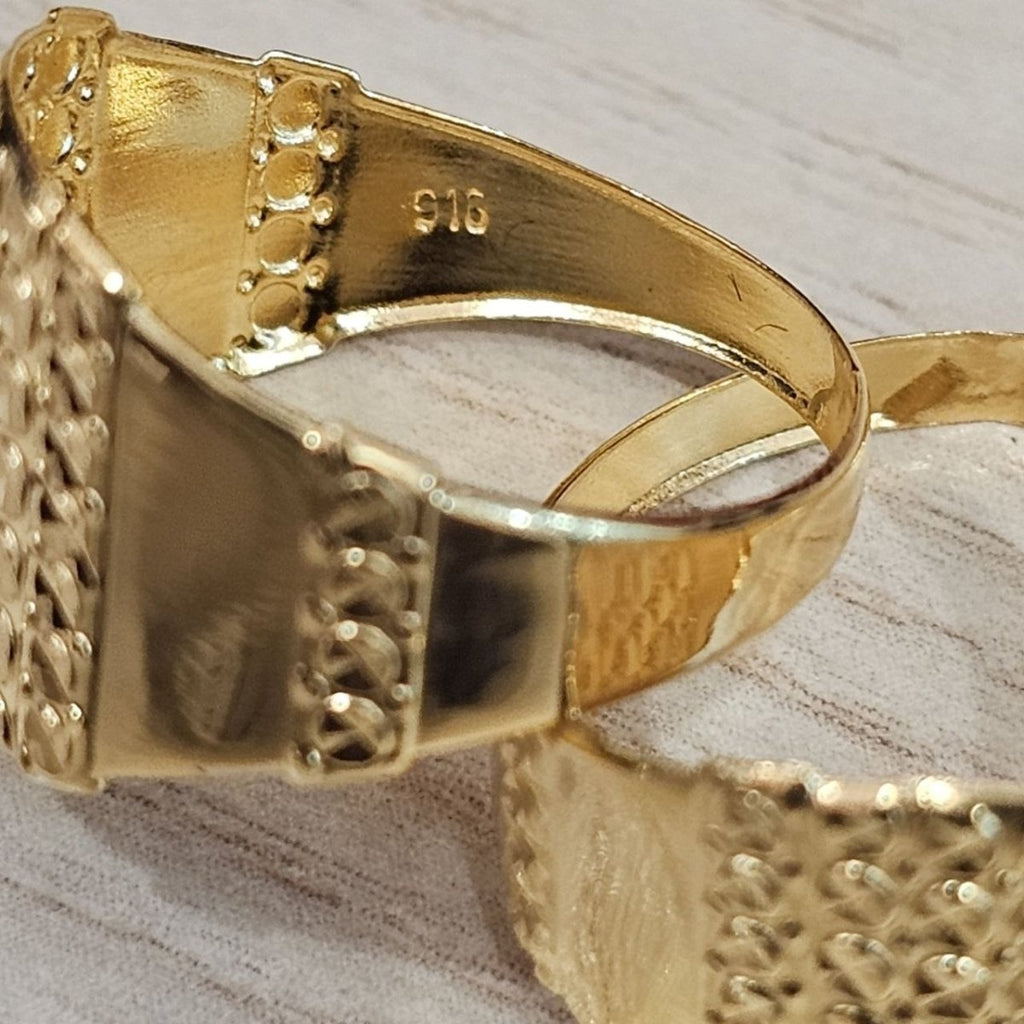916 Gold Nuggets Ring Full Gold Feather LightRingsBest Gold Shop