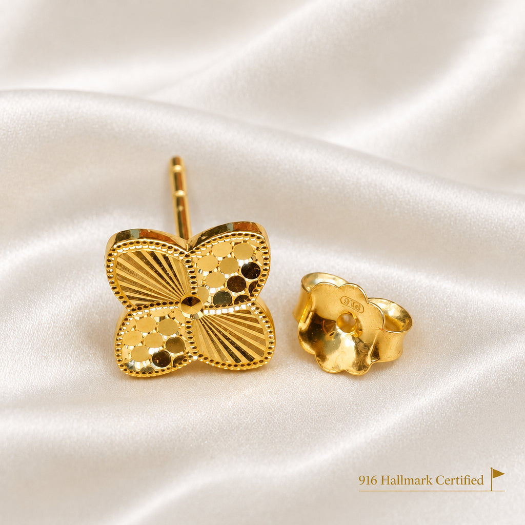 916 gold petal earring and backing shown close up