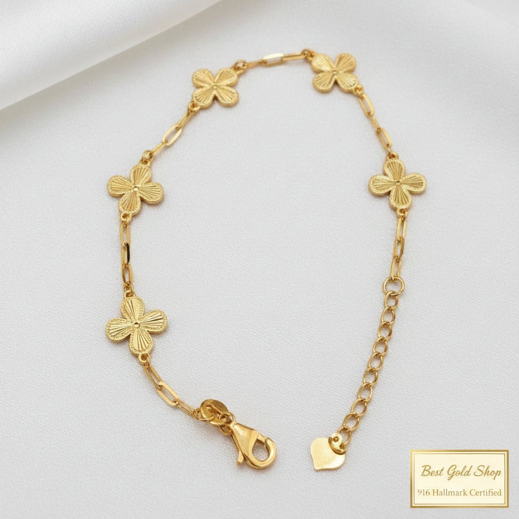 916 Gold Petal Link Bracelet | Elegant Floral-Inspired DesignBraceletsBest Gold Shop