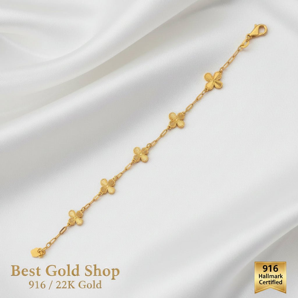 916 Gold Petal Link Bracelet | Elegant Floral-Inspired DesignBraceletsBest Gold Shop