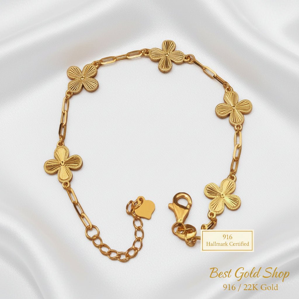 916 Gold Petal Link Bracelet | Elegant Floral-Inspired DesignBraceletsBest Gold Shop