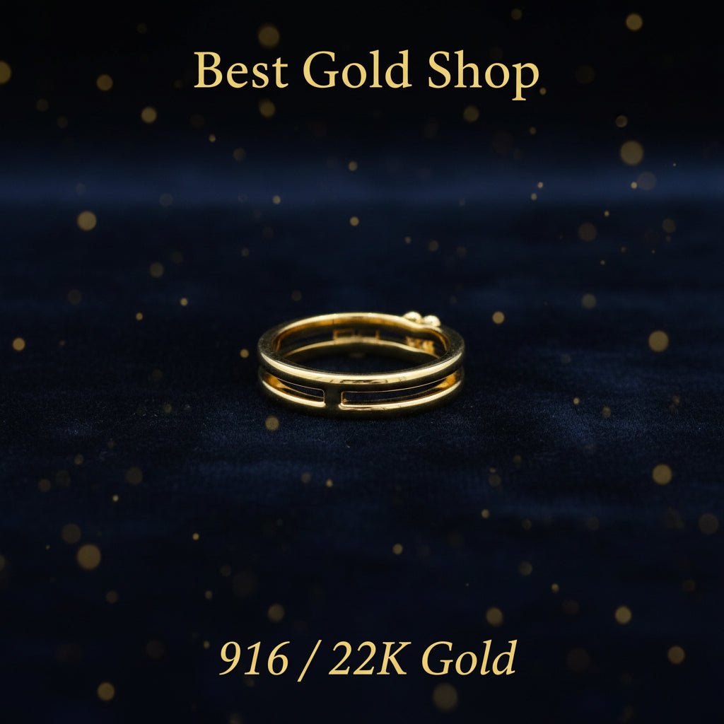 916 Gold Ring Double Heart Feather Light - 22k gold 22k gold ring - Best Gold Shop