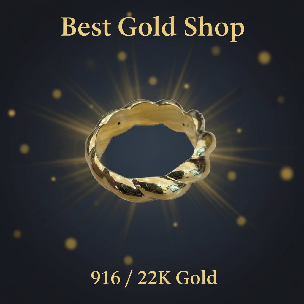 916 Gold Ring Twisted Candy Design Feather Light - 22k gold 22k gold ring - Best Gold Shop