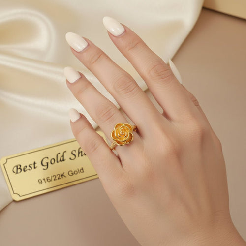 916 Gold (22K) Rosey Feather Light Design Ring for WomenRingsBest Gold Shop