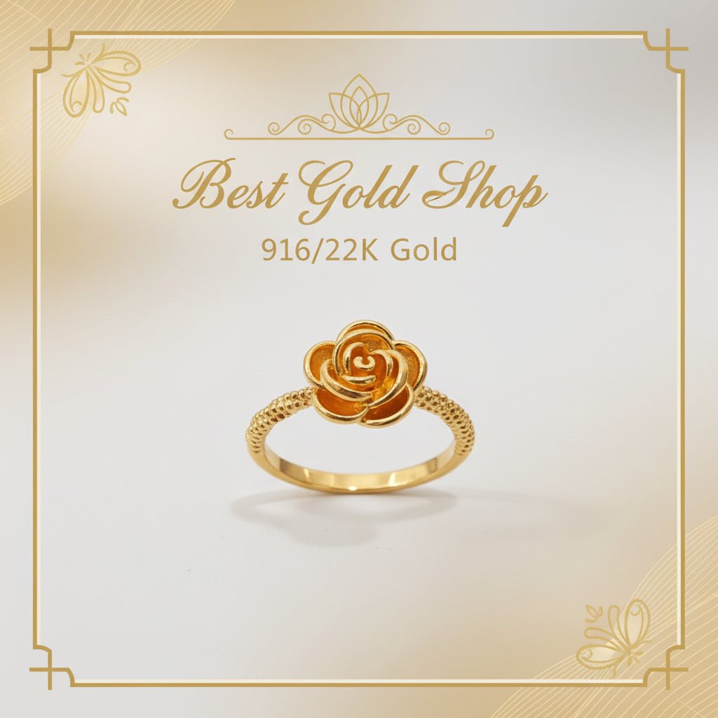 916 Gold (22K) Rosey Feather Light Design Ring for WomenRingsBest Gold Shop