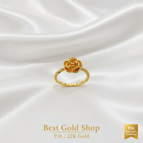 916 Gold (22K) Rosey Feather Light Design Ring for WomenRingsBest Gold Shop