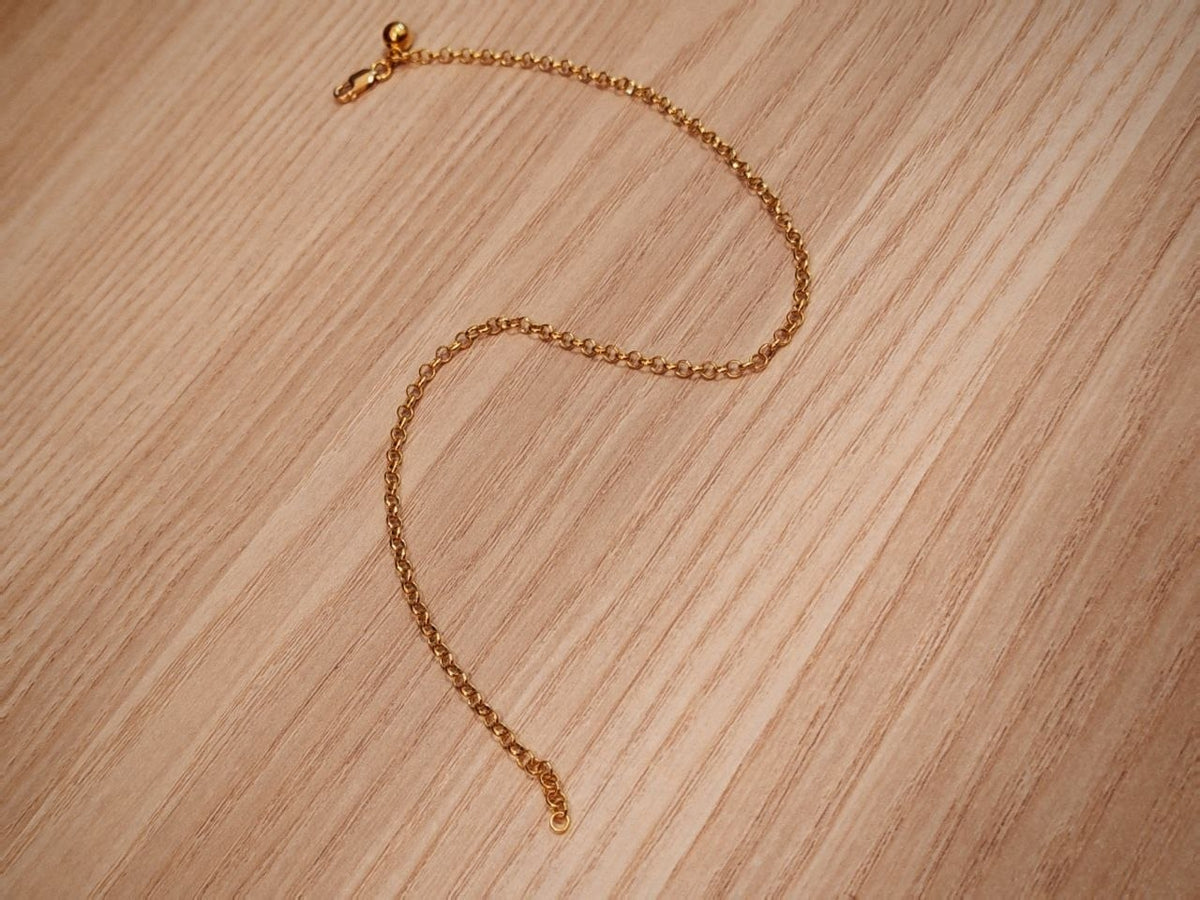 916 Gold round link anklet chain detail