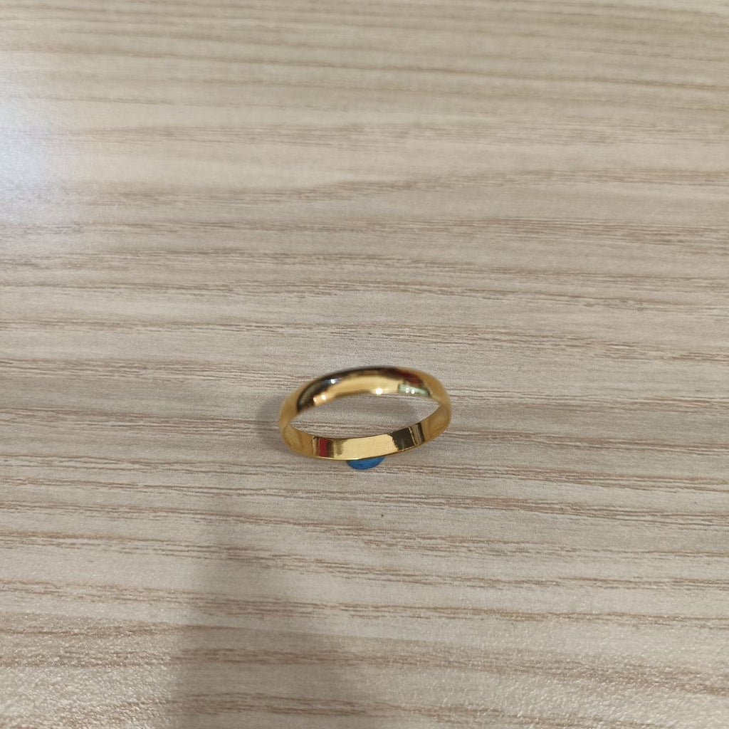 Front view of 916 gold slim plain polished band ring