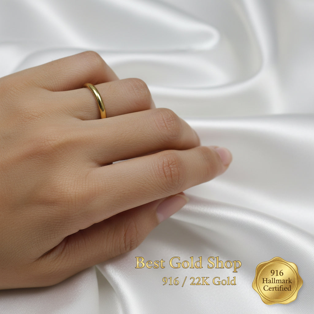 916 Gold Polished Solid Band — 3.68g, Size 21