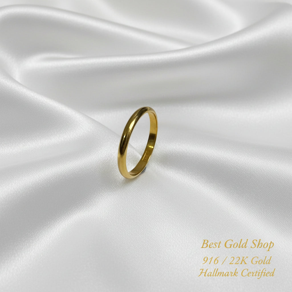 916 Gold Polished Solid Band — 3.68g, Size 21