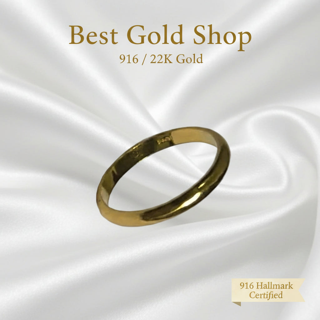 916 Gold Polished Solid Band — 3.68g, Size 21