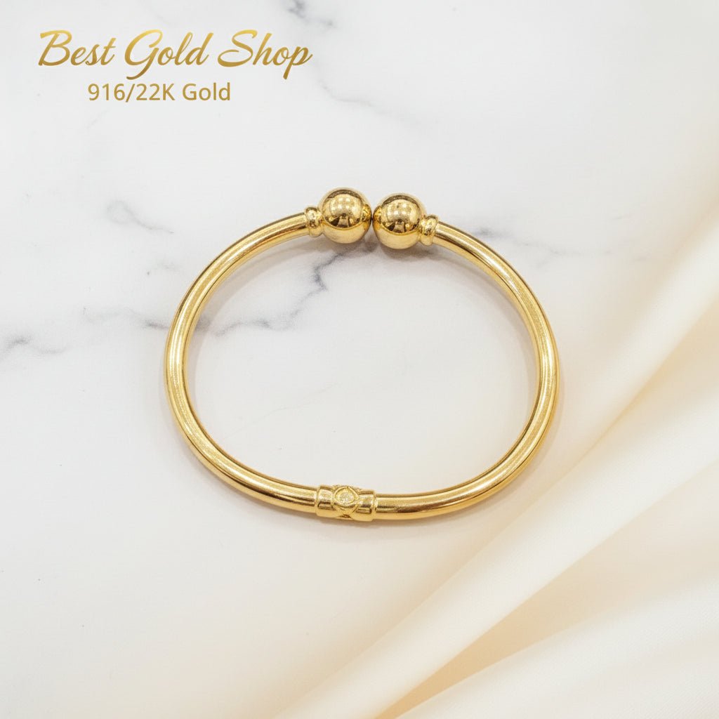 916 Gold Twin Ball Bangle | Classic Polished Gold BangleBraceletsBest Gold Shop