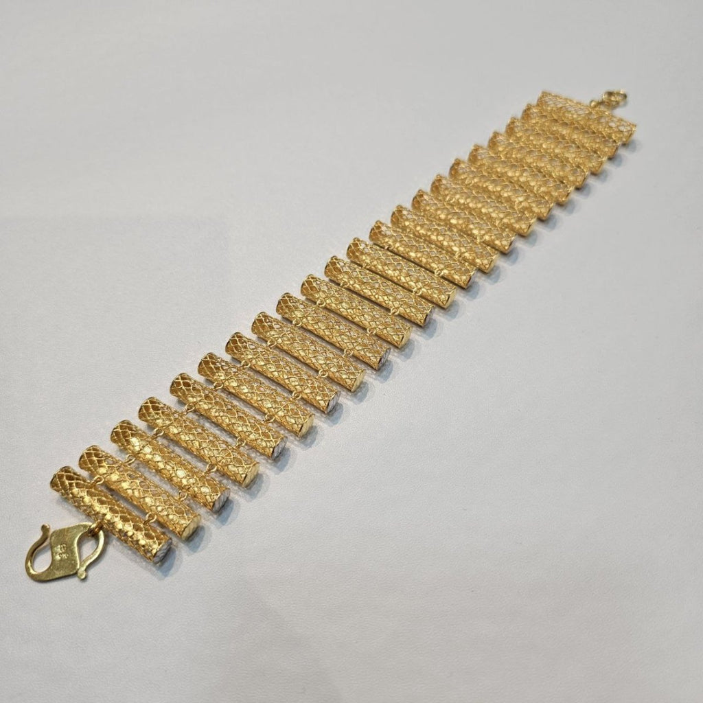 916 Gold Two - Tone Elegance Railway BraceletBraceletsBest Gold Shop
