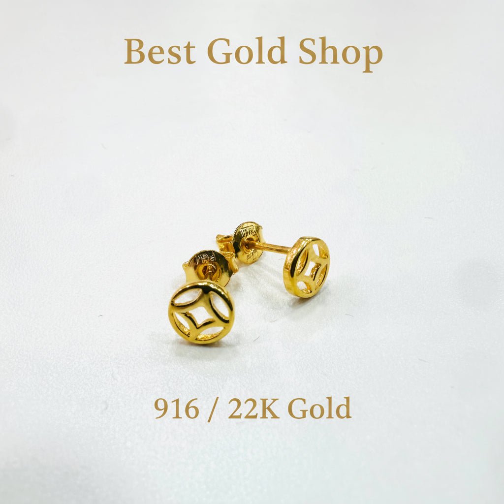 916 Gold Vintage Coin Earring StudEarringsBest Gold Shop