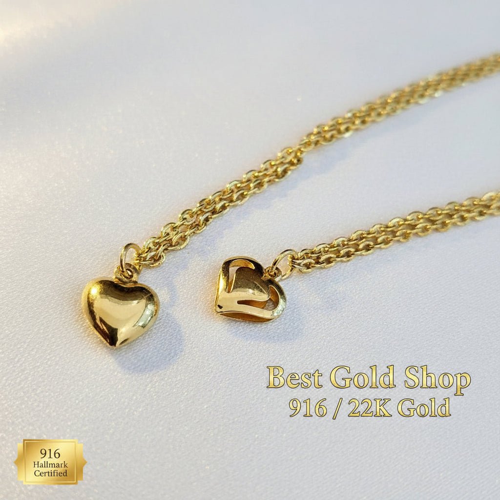 916 Gold Wan Zi Dangling Heart Bracelet Slim elegant designBraceletsBest Gold Shop