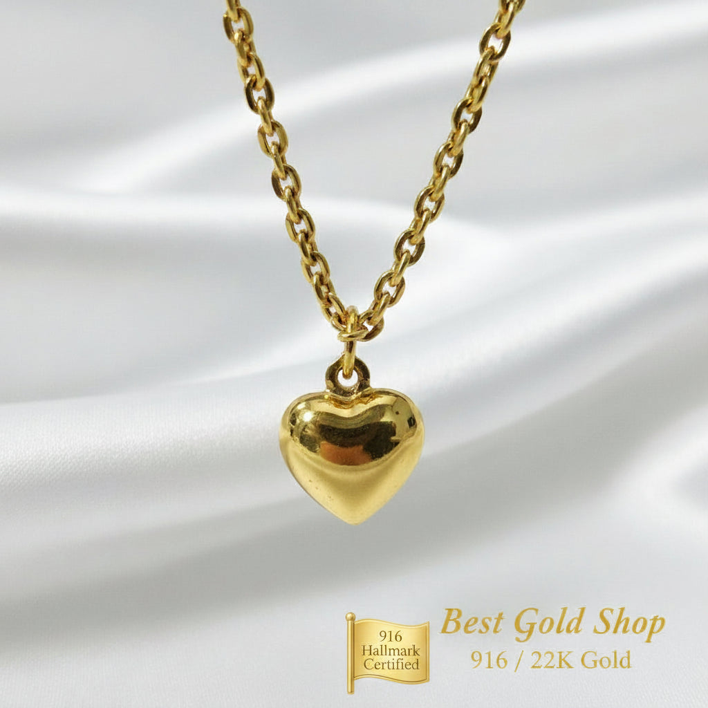 916 Gold Wan Zi Dangling Heart Bracelet Slim elegant designBraceletsBest Gold Shop