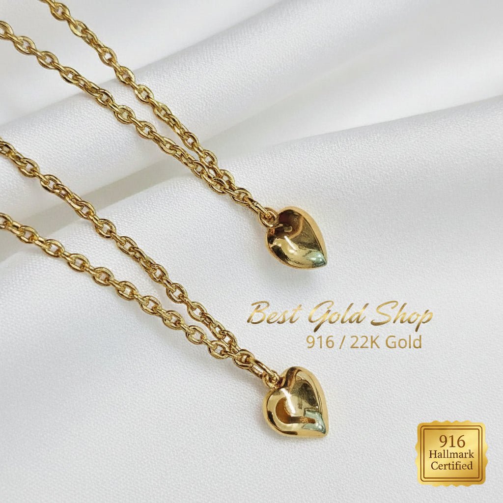 916 Gold Wan Zi Dangling Heart Bracelet Slim elegant designBraceletsBest Gold Shop