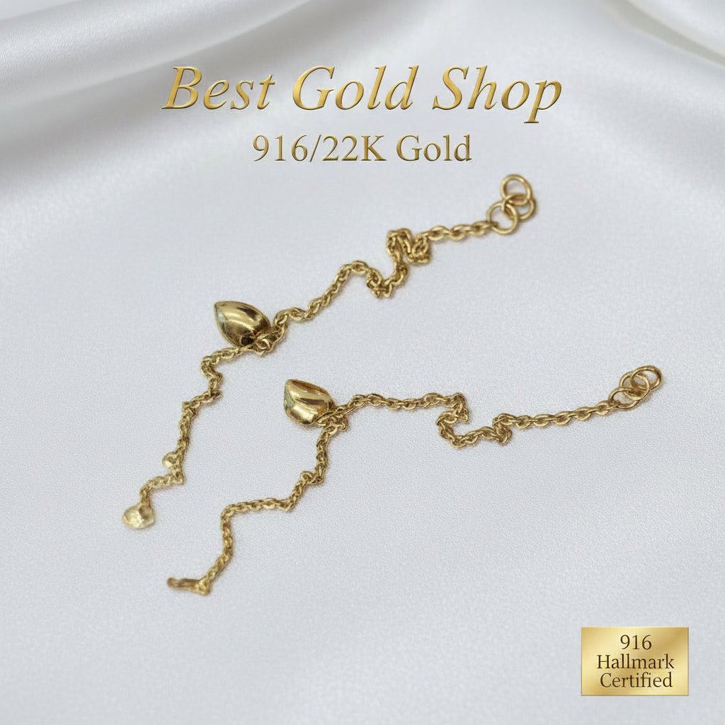 916 Gold Wan Zi Dangling Heart Bracelet Slim elegant designBraceletsBest Gold Shop