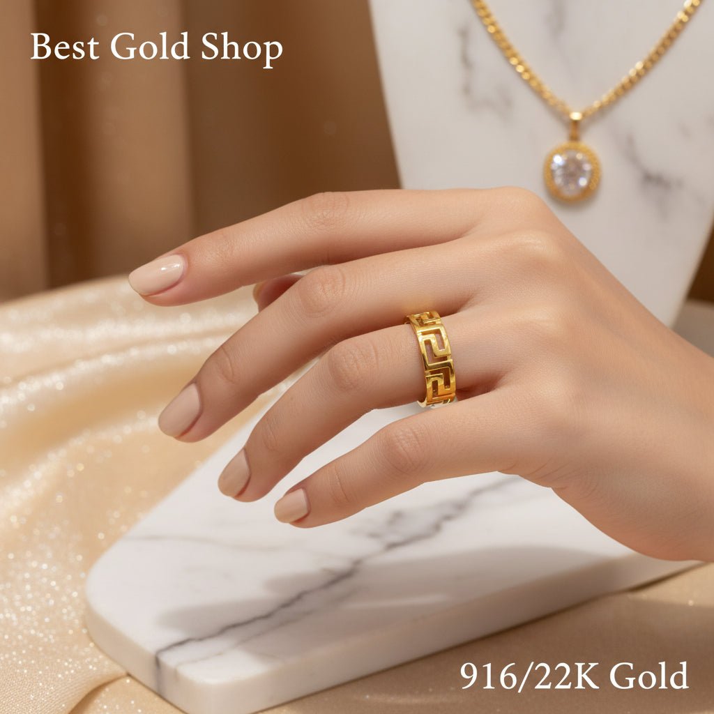 916 Gold (22K) Wan Zi Light Weight New design Ring for WomenRingsBest Gold Shop