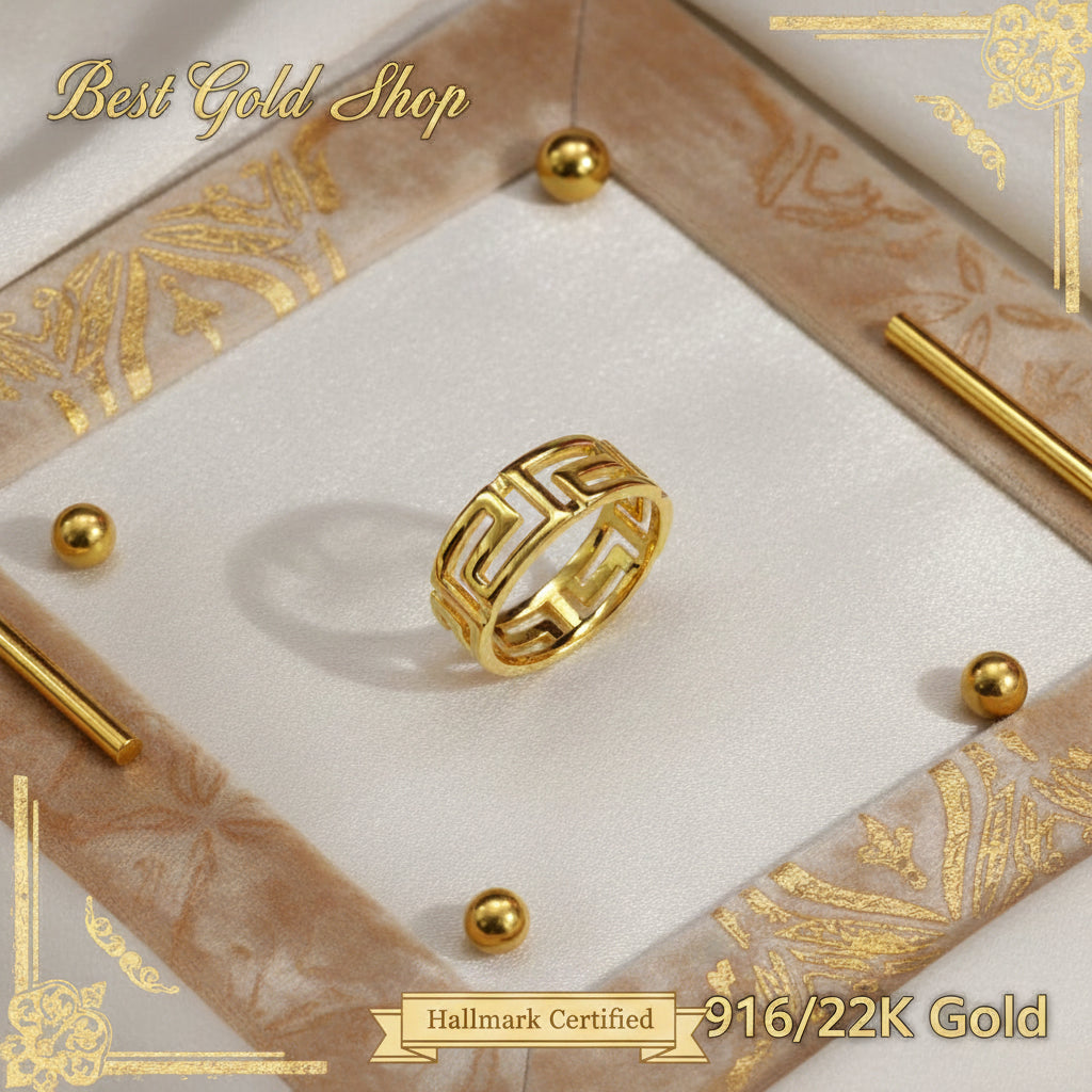 916 Gold (22K) Wan Zi Light Weight New design Ring for WomenRingsBest Gold Shop