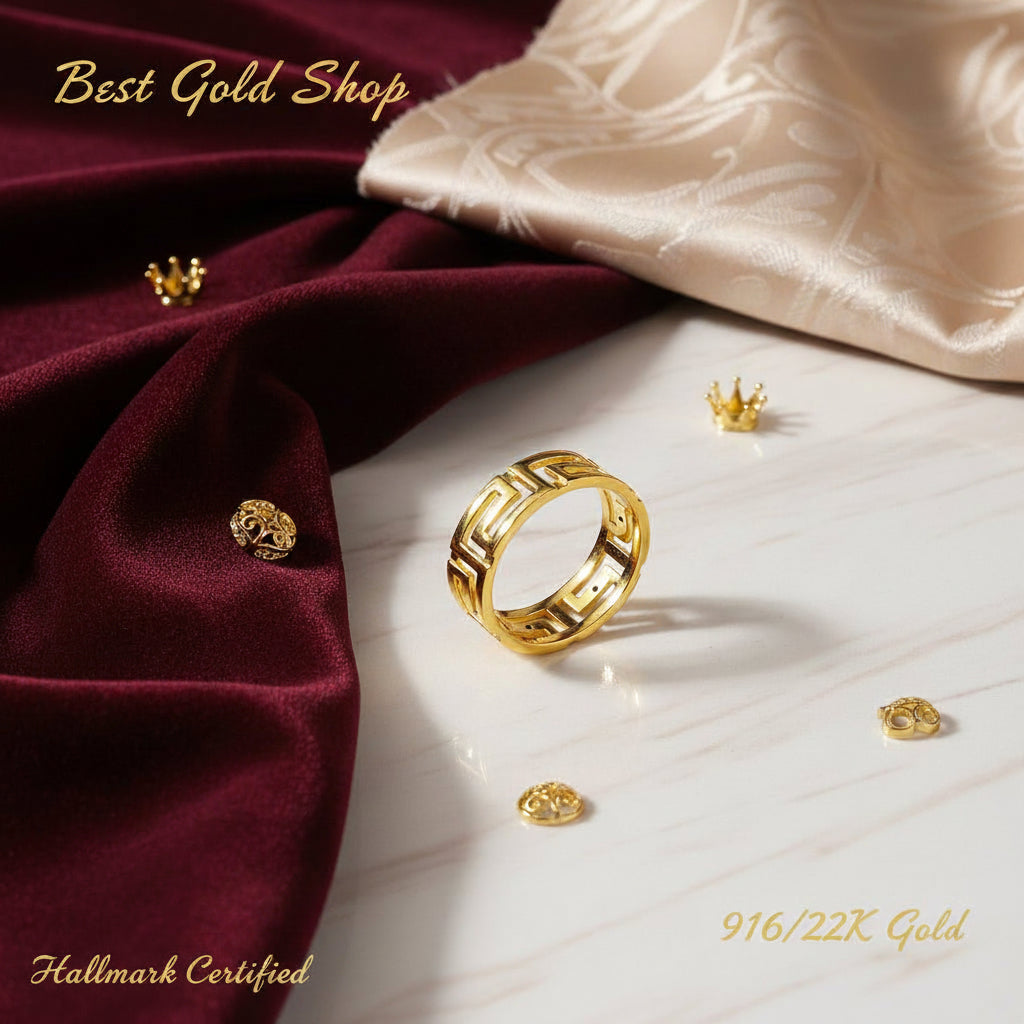 916 Gold (22K) Wan Zi Light Weight New design Ring for WomenRingsBest Gold Shop