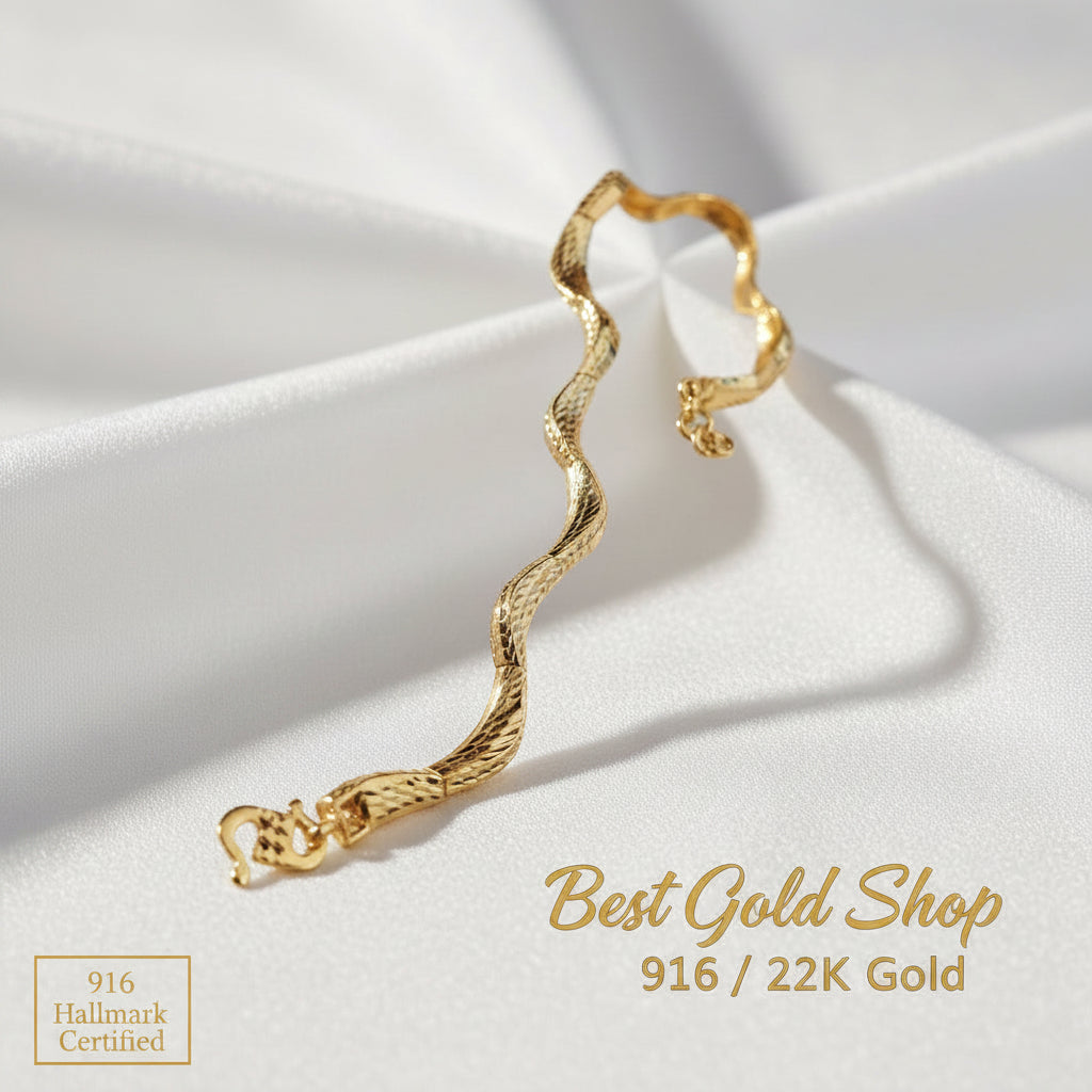 916 Gold Wavy Bracelet | New Design ElegantBraceletsBest Gold Shop
