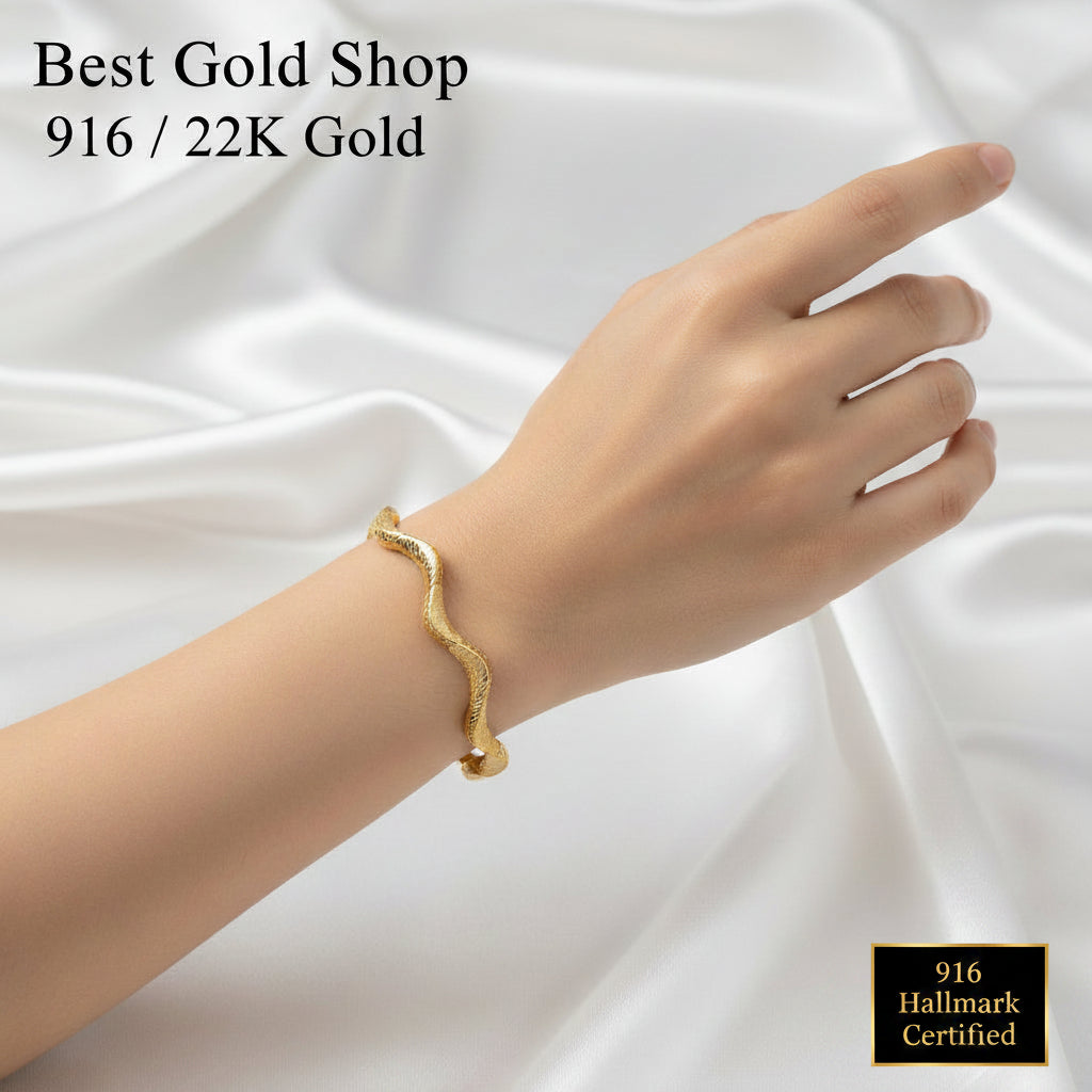 916 Gold Wavy Bracelet | New Design ElegantBraceletsBest Gold Shop