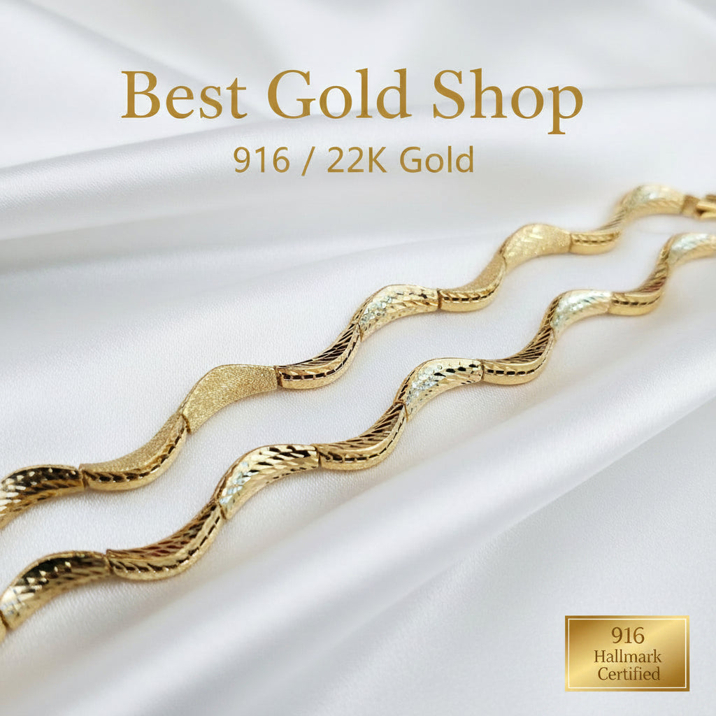 916 Gold Wavy Bracelet | New Design ElegantBraceletsBest Gold Shop