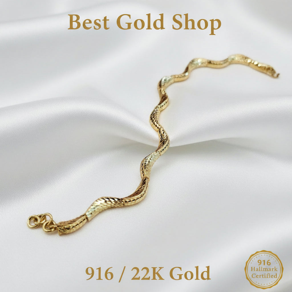 916 Gold Wavy Bracelet | New Design ElegantBraceletsBest Gold Shop
