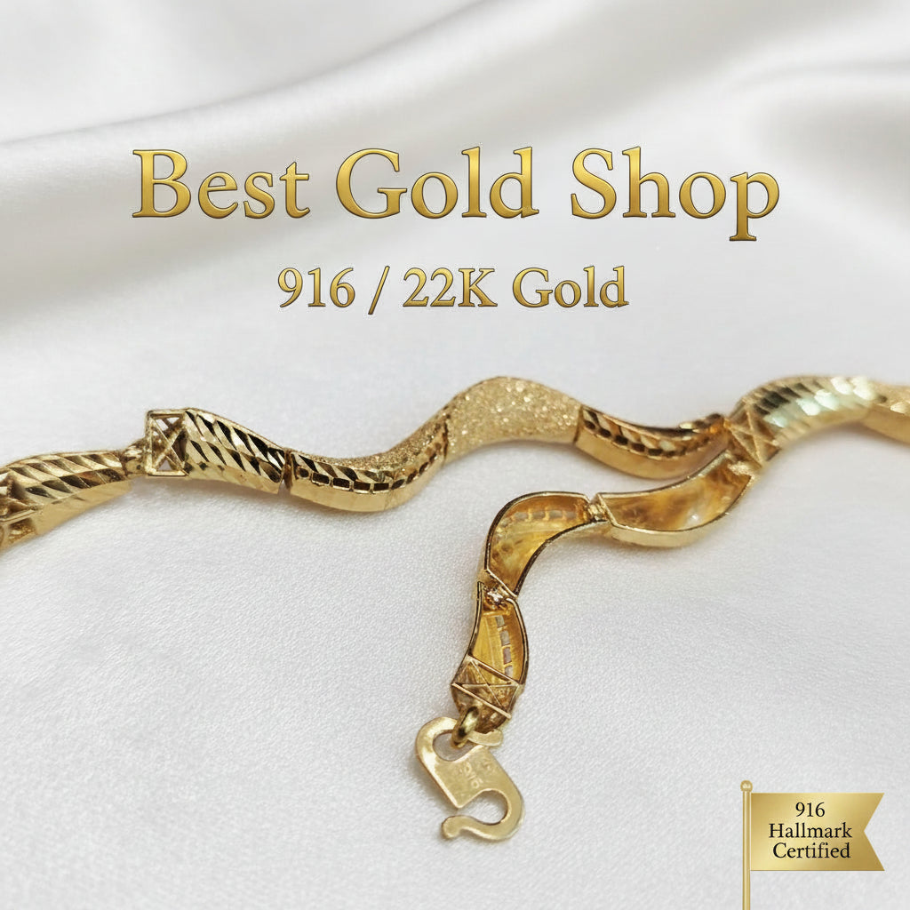 916 Gold Wavy Bracelet | New Design ElegantBraceletsBest Gold Shop