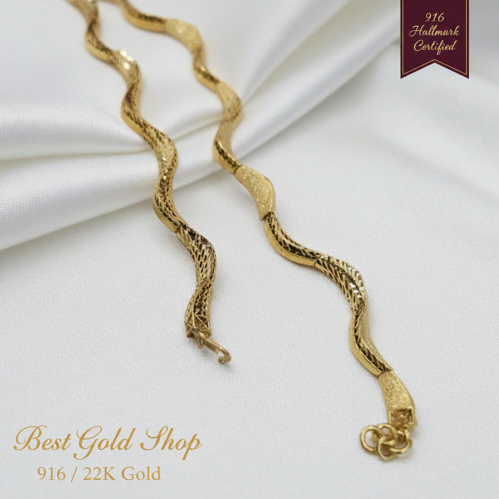 916 Gold Wavy Bracelet | New Design ElegantBraceletsBest Gold Shop