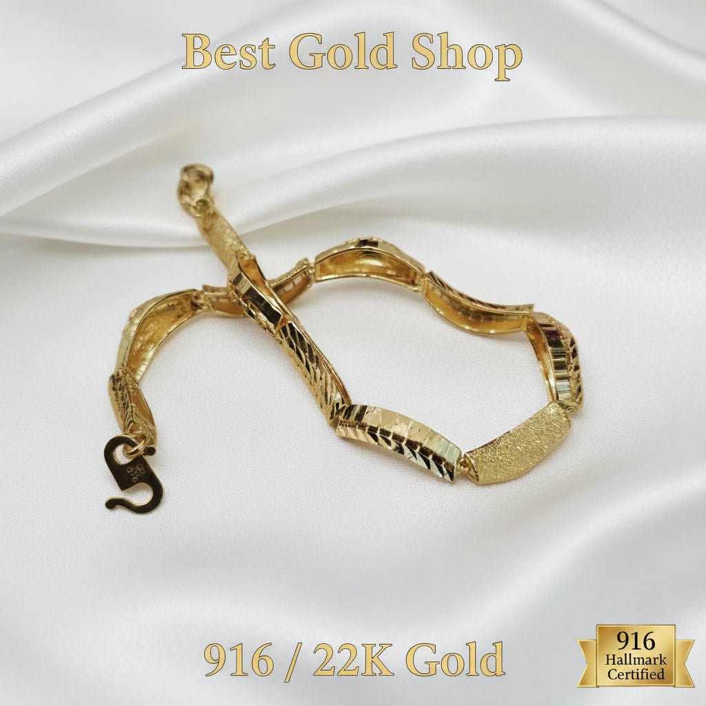 916 Gold Wavy Bracelet | New Design ElegantBraceletsBest Gold Shop