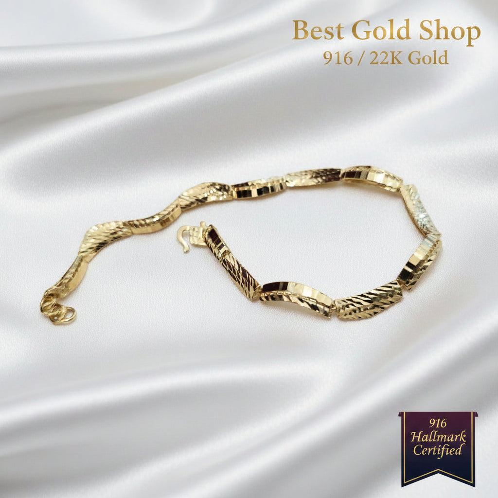 916 Gold Wavy Bracelet | New Design ElegantBraceletsBest Gold Shop