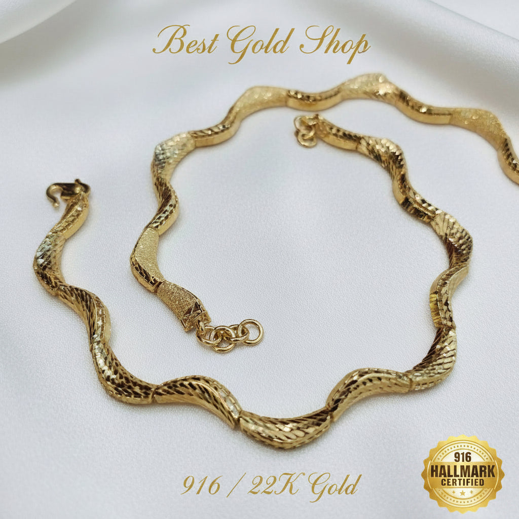 916 Gold Wavy Bracelet | New Design ElegantBraceletsBest Gold Shop