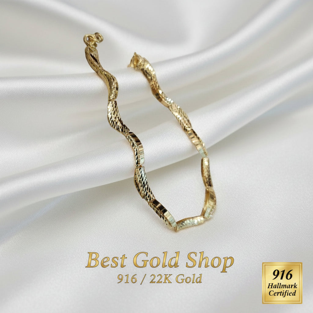 916 Gold Wavy Bracelet | New Design ElegantBraceletsBest Gold Shop