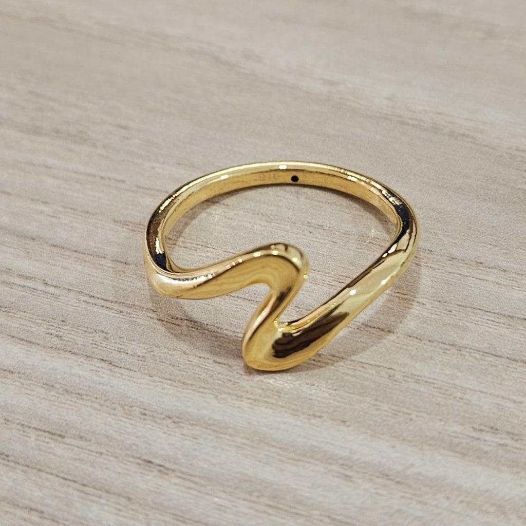 916 Gold Wavy Ring Feather LightRingsBest Gold Shop