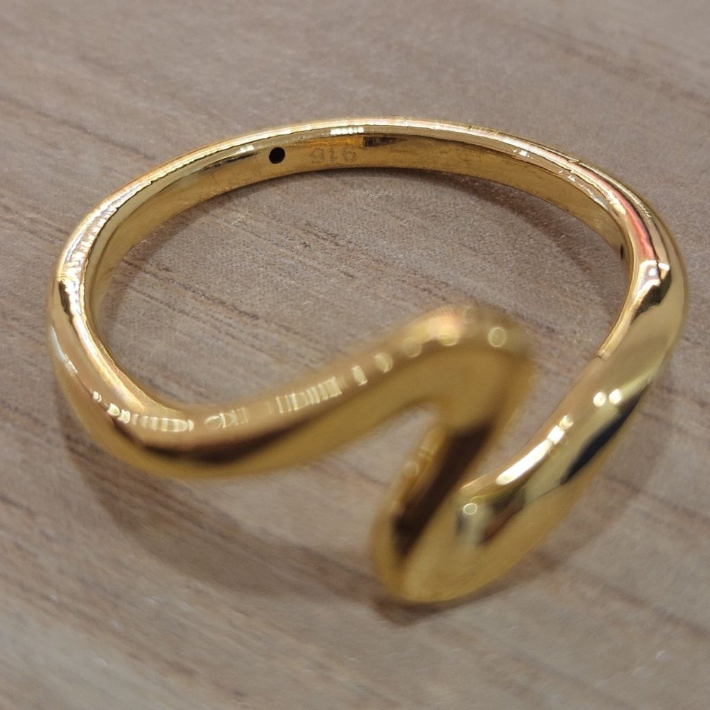 916 Gold Wavy Ring Feather LightRingsBest Gold Shop