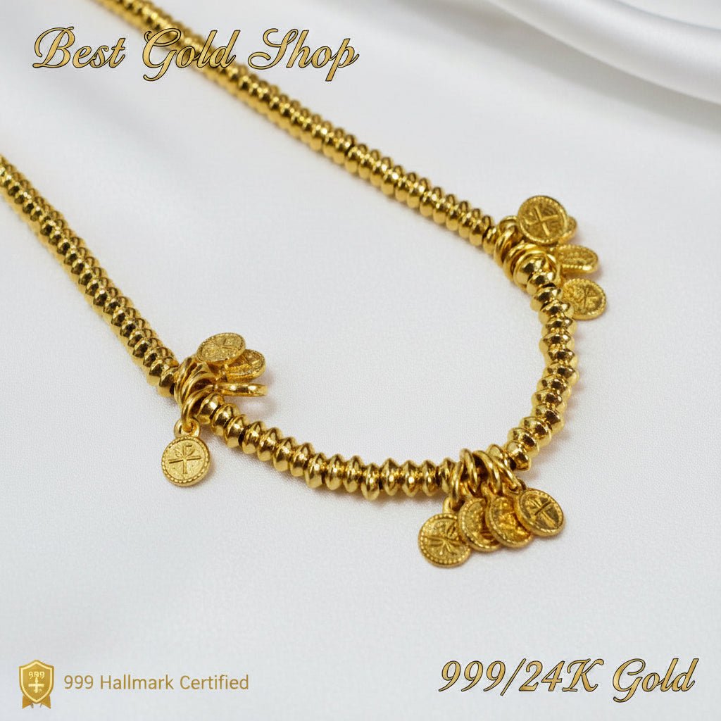 999 Gold Bracelet with coin Design Ping An Xi LeBraceletsBest Gold Shop