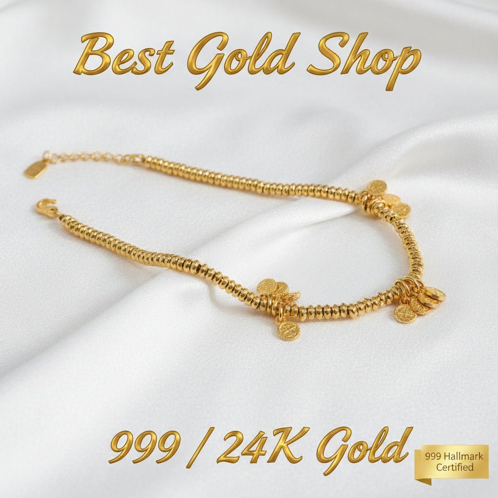 999 Gold Bracelet with coin Design Ping An Xi LeBraceletsBest Gold Shop