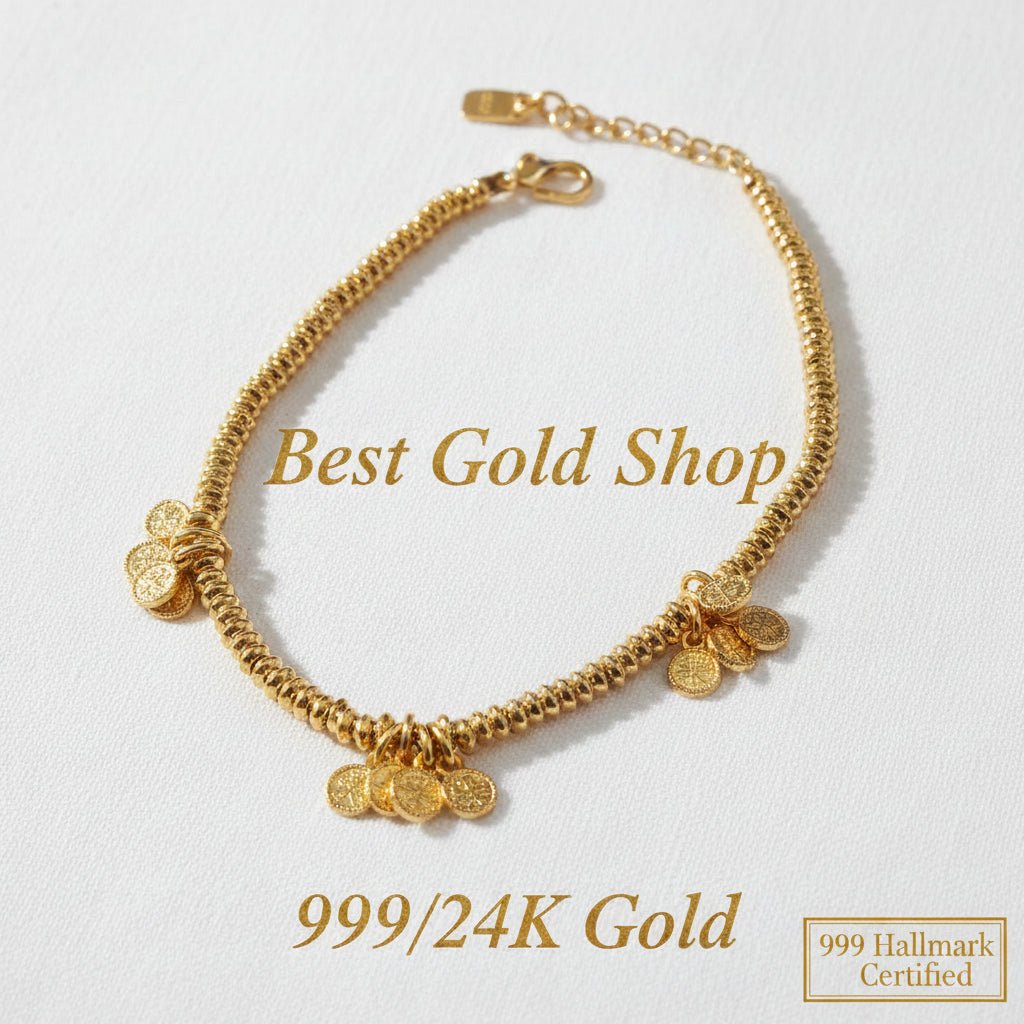 999 Gold Bracelet with coin Design Ping An Xi LeBraceletsBest Gold Shop
