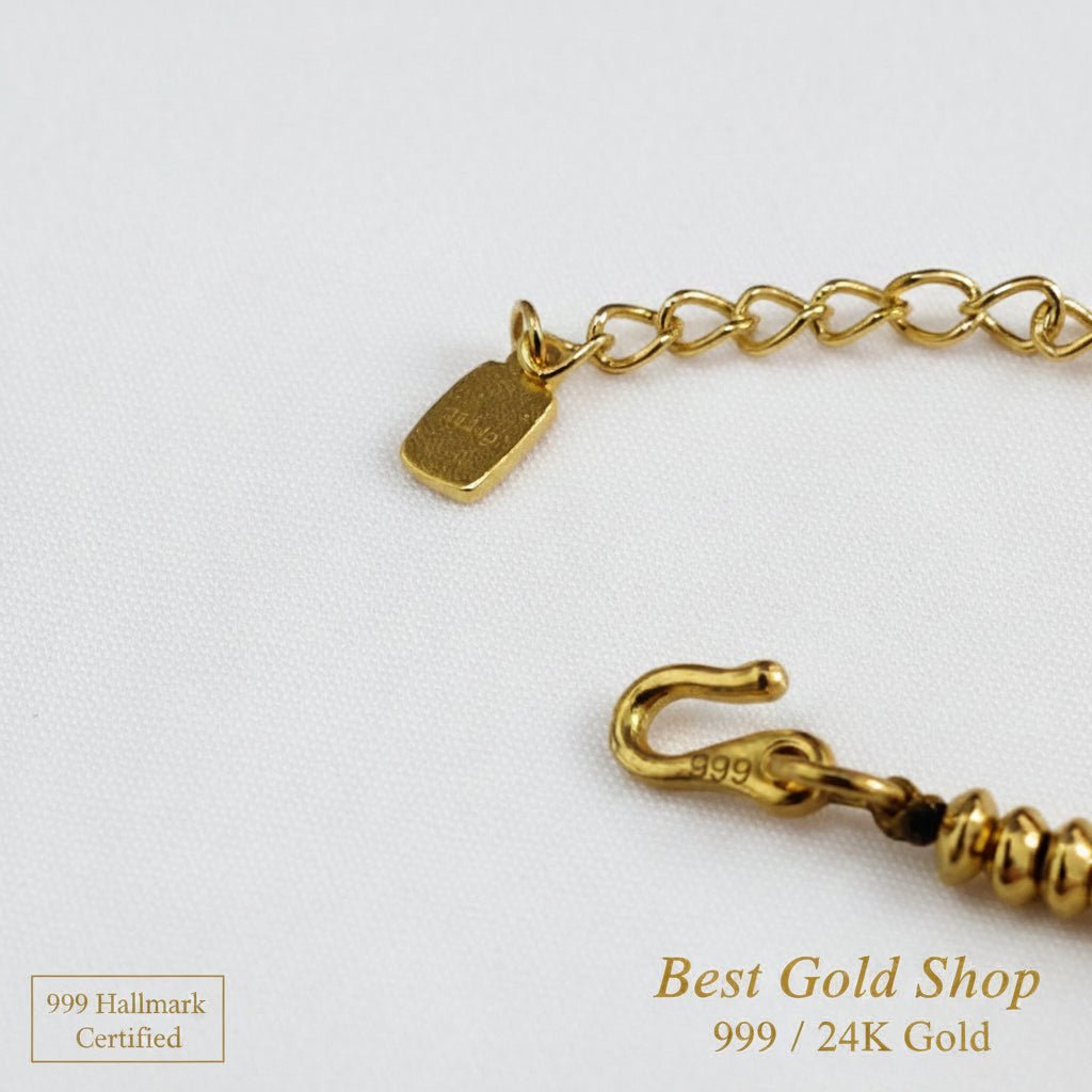 999 Gold Bracelet with coin Design Ping An Xi LeBraceletsBest Gold Shop
