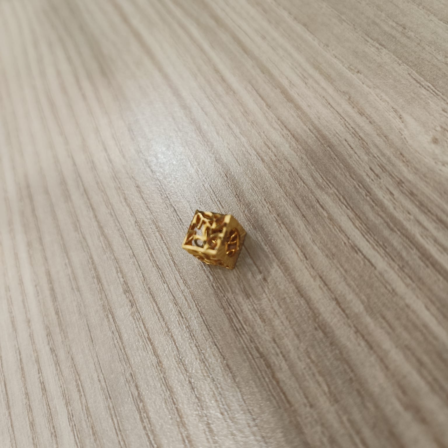 916 Gold Cube Stopper Charm | Modern Bracelet Stopper
