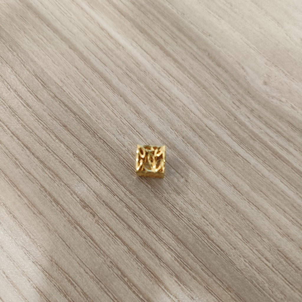 916 Gold Cube Stopper Charm | Modern Bracelet Stopper