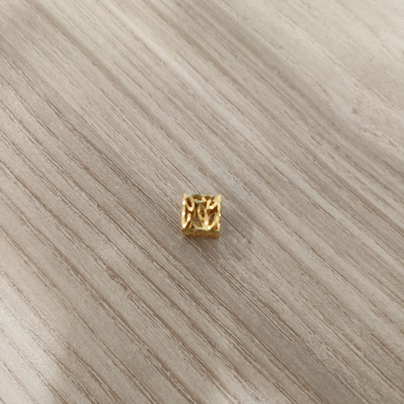 916 Gold Cube Stopper Charm | Modern Bracelet Stopper