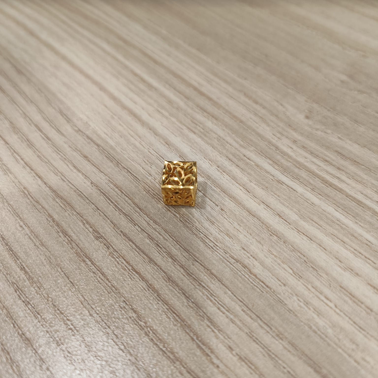 916 Gold Cube Stopper Charm | Modern Bracelet Stopper