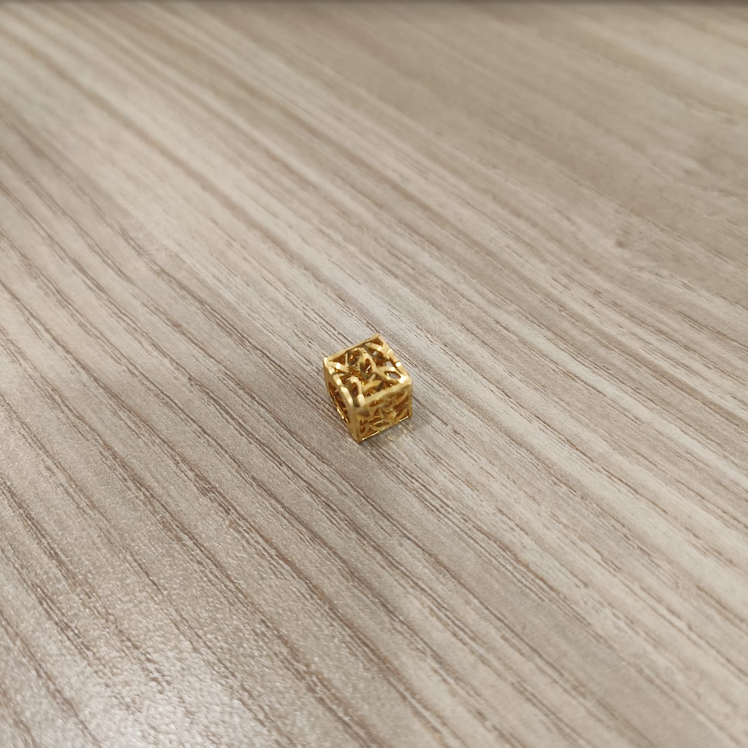 916 Gold Cube Stopper Charm | Modern Bracelet Stopper
